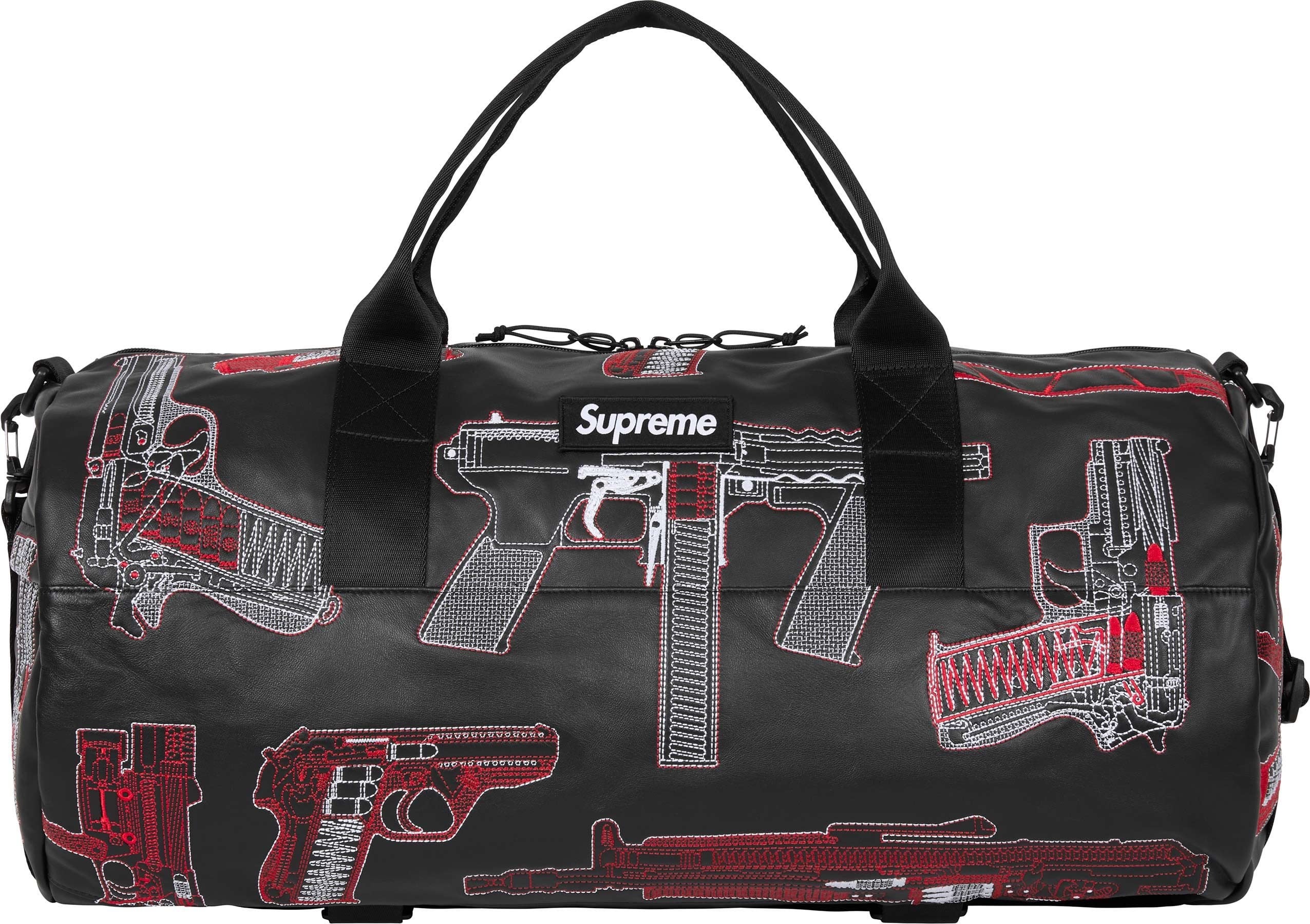 Guns Embroidered Leather Duffle Bag view 6